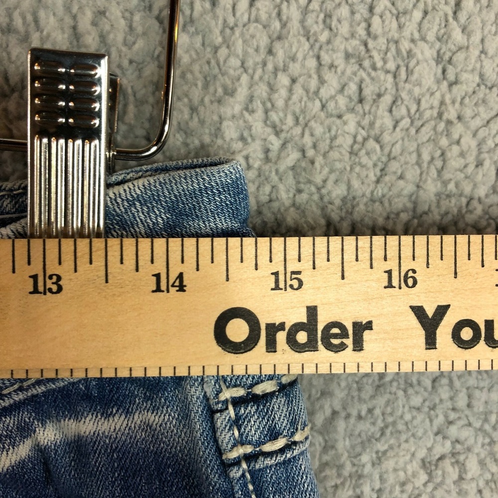 Miss Me Signature Cropped Jeans 27 Distressed Flap Pocket Bling Y2K - Picture 10 of 13
